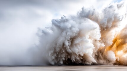 Dust Cloud Explosion: Capturing the raw energy of an intense burst of dust or smoke. Evoking a sense of power, this image showcases a mesmerizing swirl. 