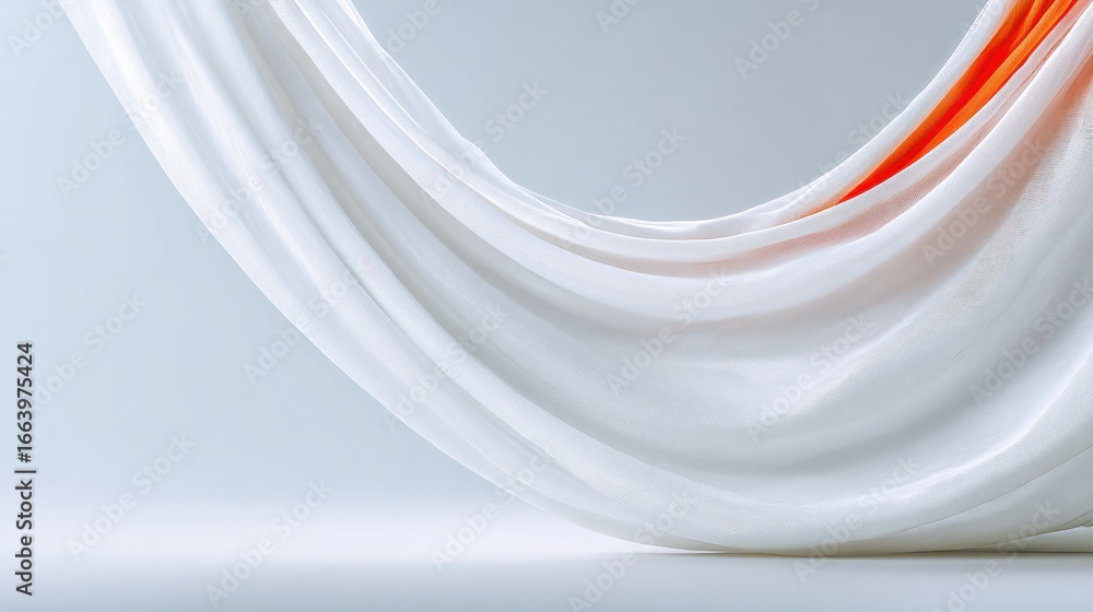 Poster fluidity in textiles: an abstract interplay of pristine white fabric gracefully drapes and curves, r