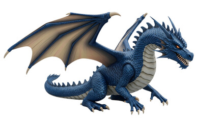 Fototapeta premium Detailed Blue Dragon Standing Isolated