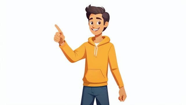 Male standing character pointing finger.