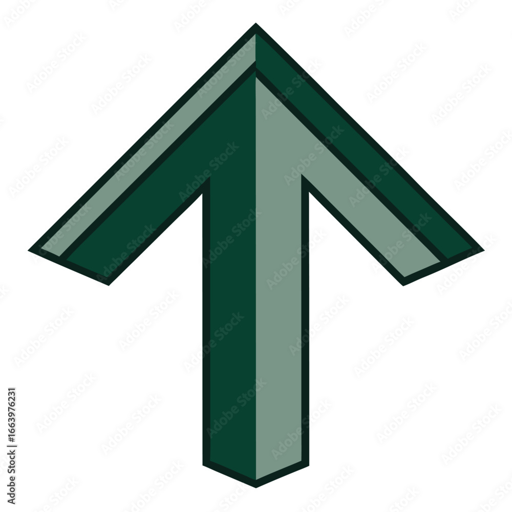 Aufkleber green arrow pointing upward with dark outline on white background direction pointer