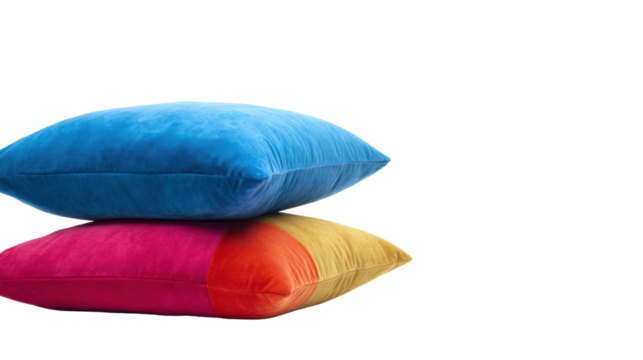 Brightly colored pillows stacked together, perfect for home decor and comfort.