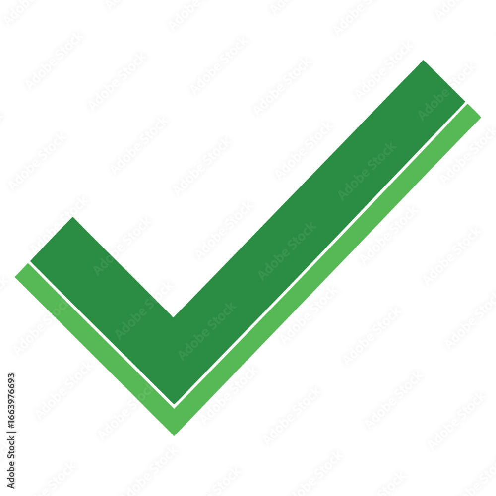 Poster green check mark symbol with double outline on white background checkmark correct