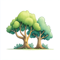 tree with green leaves clipart on white background