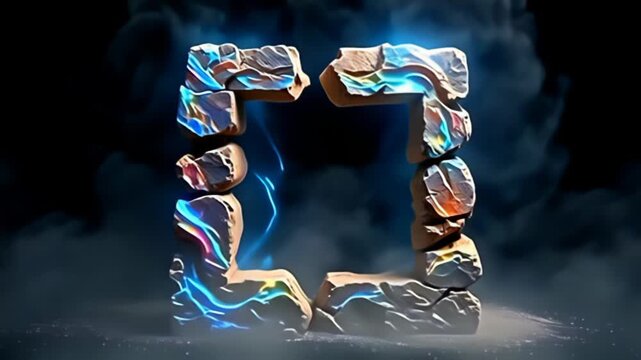 Emerging from a cloud of shimmering dust, the Broken stone Border Frame rising with dust and light is outlined by swirling patterns of iridescent colors that fluctuate in intensity,