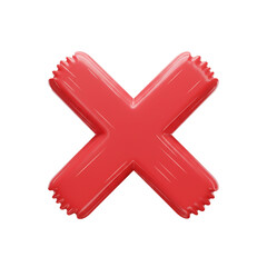 Obraz premium A vibrant, digitally rendered illustration showcases a bold, red '' mark, symbolizing rejection or error, set against a stark black background, offering a clear visual contrast.