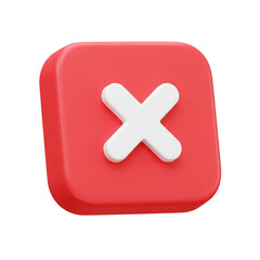 Obraz premium The vibrant red square features a prominent white '' symbol, signifying cancellation, error, or rejection, rendered in a clean, modern, and minimalist style.