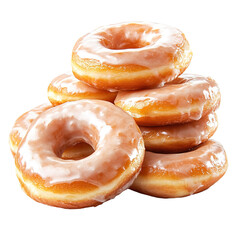 Flying donuts. Mix of multicolored doughnuts with sprinkel on blue background.