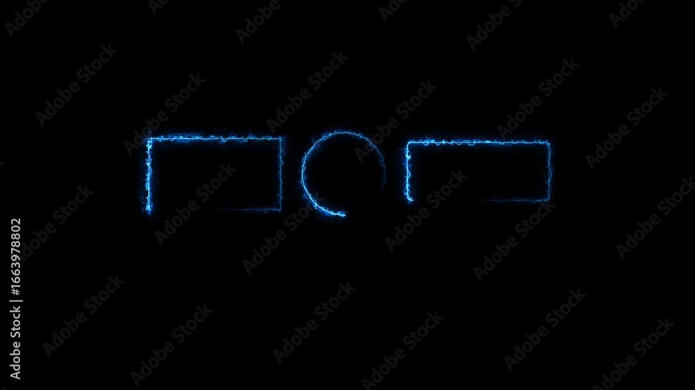 Poster glowing neon circle shape rectangle frame seamless loop for game streaming video on a transparent bl