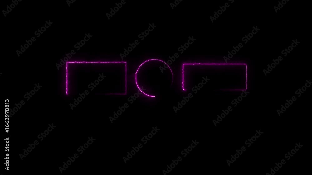 Aufkleber glowing neon circle shape rectangle frame seamless loop for game streaming video on a transparent bl