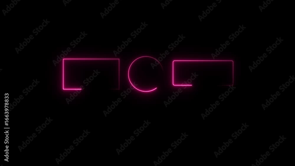 Poster glowing neon circle shape rectangle frame seamless loop for game streaming video on a transparent bl