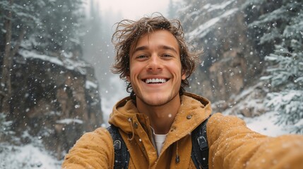 A man taking a selfie in the snow