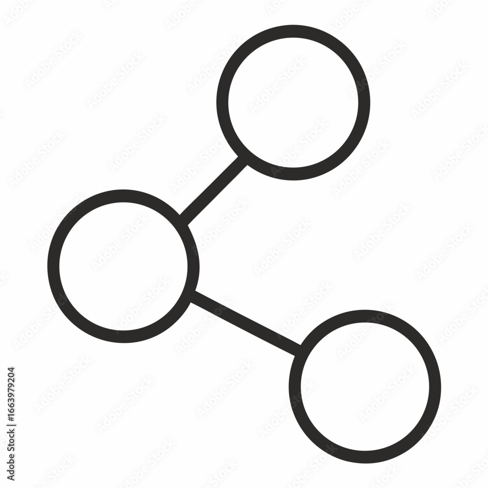 Aufkleber three connected circles forming a network diagram on white background connection nodes