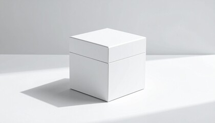 Minimal cosmetic box mockup with clean indoor design and soft natural light. Photorealistic, high-resolution template for professional product branding and packaging design.