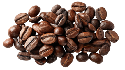 Fresh roasted coffee beans on a white isolate background, perfect for coffee lovers and culinary themes.
