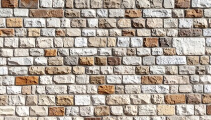 Fototapeta premium Textured Natural Stone Brick Wall with Varied Earthy Tones and Rough Surfaces.