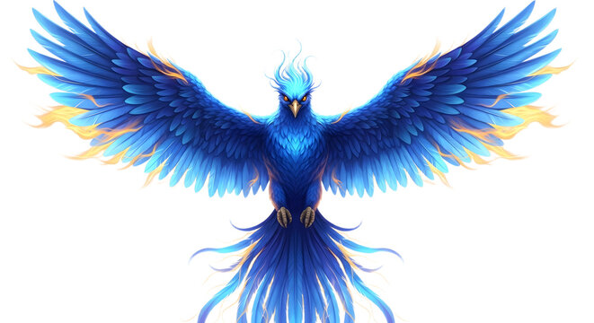 Majestic Blue Phoenix Illustration