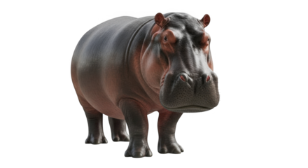 A Realistic 3D Render of a Majestic Hippopotamus Standing Proudly with a Subtle Reddish Hue on Its Skin