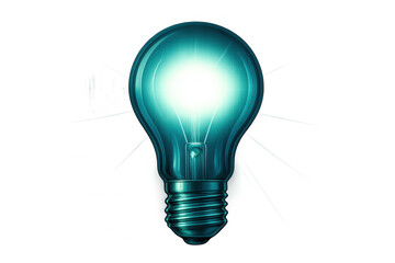 Glowing light bulb on a transparent background symbolizing creativity, innovation, and new ideas