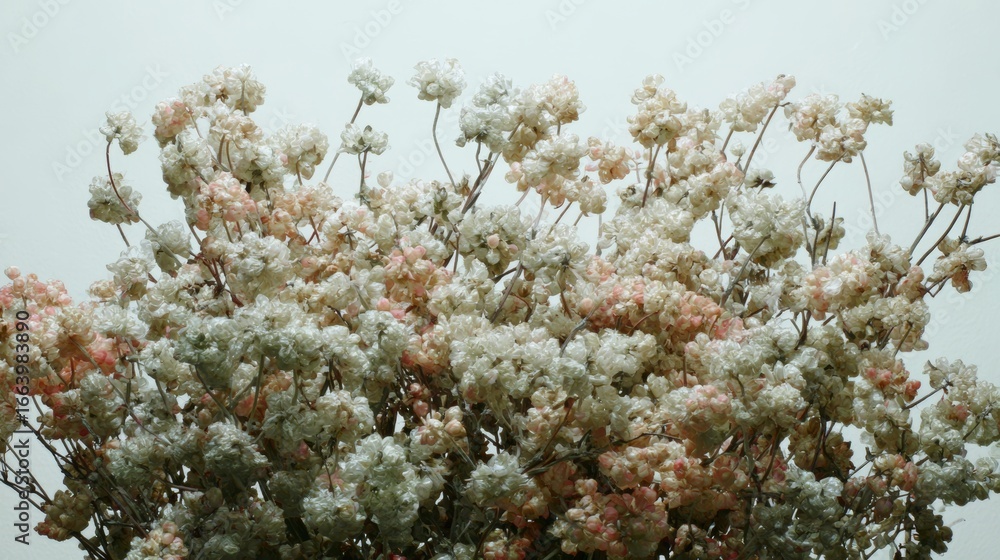 Poster delicate flowers in soft hues creating an elegant display against a light backdrop ideal for interio