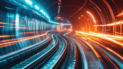Futuristic Tunnel with Neon Lighting Effects