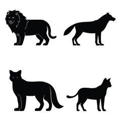 Lion wolf cat domestic animals wildlife