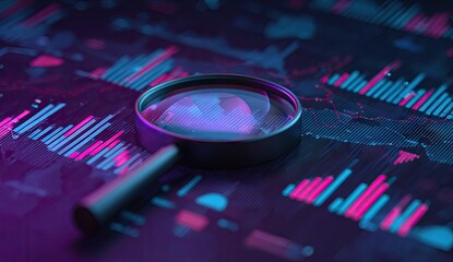 Magnifying glass over digital data visualizations