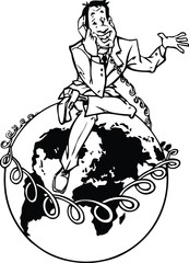 Global connection concept illustration showcasing diverse people interacting and communicating across the world symbolizing unity and a shared planet