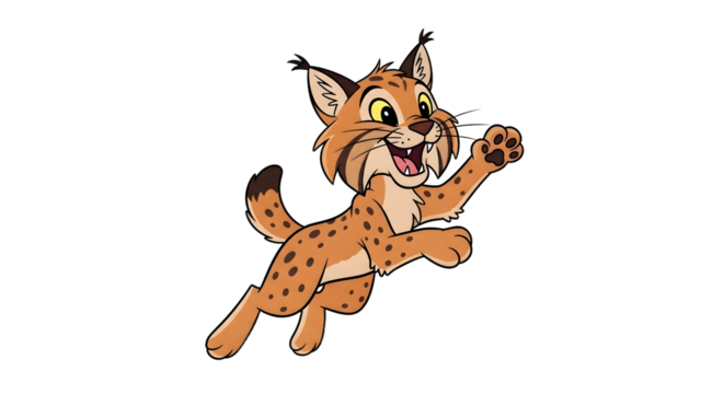 Cartoon Happy Lynx Jumping Illustration