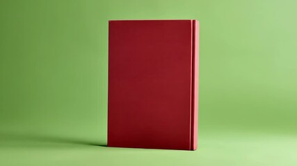 A Minimalist Red Book Revealed Through Dynamic Pans and Macro Zooms on a Vibrant Green Background - Powered by Adobe