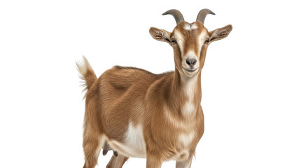 Obraz premium A Beautiful Brown Goat Standing Proudly with Short Horns and a Bushy Tail in a Studio Shot