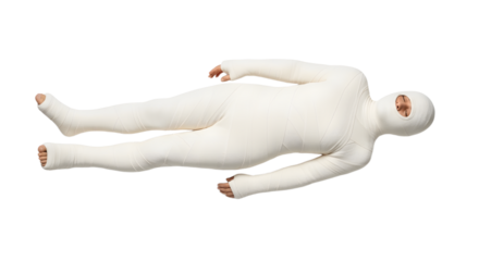 Full Body Cast Man Lying Down Isolated