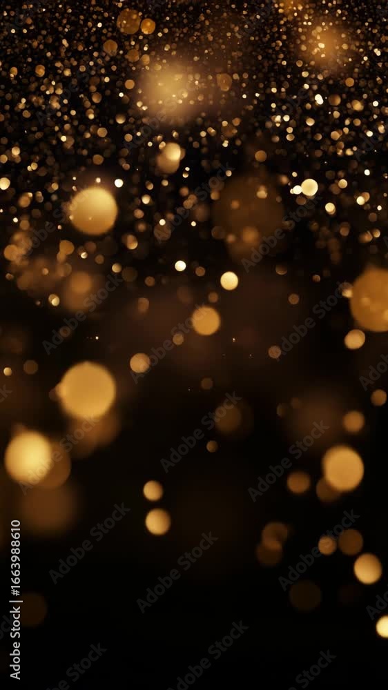 Poster a mesmerizing video concept with a bokeh effect, capturing golden lights from a low angle, creating 