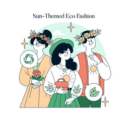 Sun-Themed Eco Fashion Vector Illustration