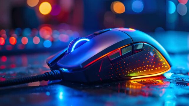 Modern gaming mouse with vibrant lighting