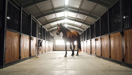 Horse in a modern stable