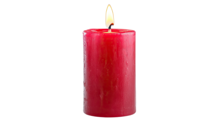 red burning wax candle with flame 3d rendering on white background