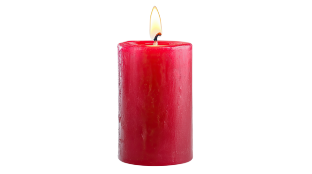 red burning wax candle with flame 3d rendering on white background