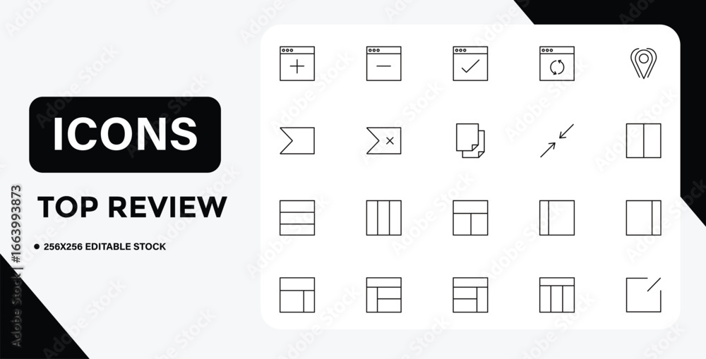Poster collection of universal user interface icons for web and mobile applications