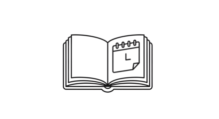 Open Book with Calendar Icon Illustration