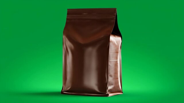Blank Brown Product Pouch Mockup Isolated on a Vibrant Green Screen for Custom Branding