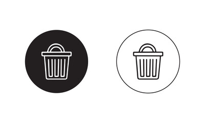 Two trash can icons black and white circular design simple clean delete symbol representing deletion or removal vector