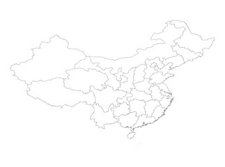 Blank Outline Map of China with Province and State Borders | Minimalist Unlabeled Vector Template for Design (SVG)