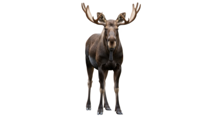  Majestic Bull Moose Standing Tall with Impressive Antlers in a Natural Forest Setting