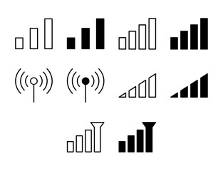 Signal UI Icon Set Solid and Line Wireless Connection Vector Style Collection