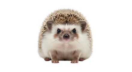 A Prickly Friend A Cute Hedgehog Stands Proudly on a Black Background Showcasing Its Spikes and Tiny Paws