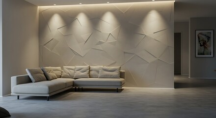 Modern Living Room Interior Design with Textured Wall