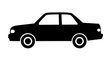 Simple Black Silhouette of a Sedan Car Icon