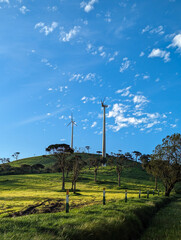 Fototapeta premium landscape with blue sky in wind farm