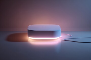 Modern minimalist diffuser with glowing led light and subtle smoke effect